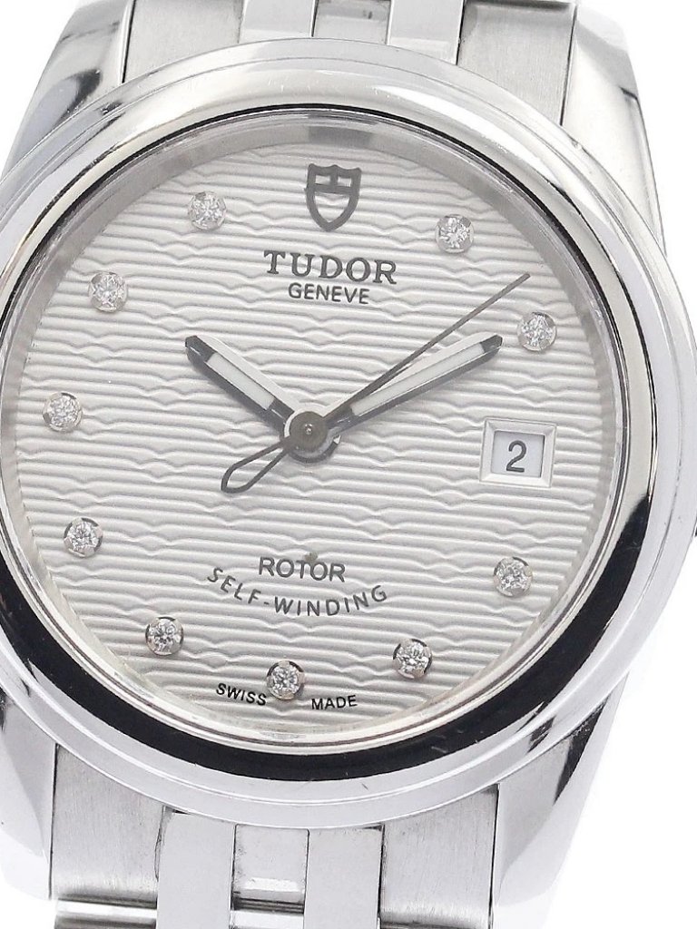 Tudor Glamour 51000 Date 10p Diamond Silver Dial Automatic Ladies Watch942638